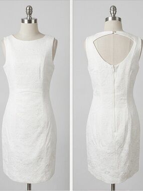 🤍✨ H&M White Floral Jacquard Sleeveless Bodycon Dress NWT | Sz 8